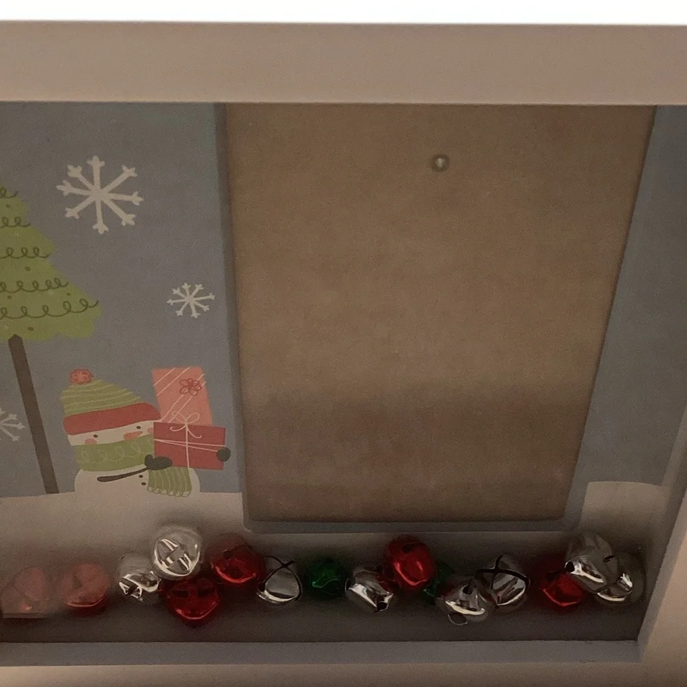 White Holiday Christmas Frame with Jingle Bells